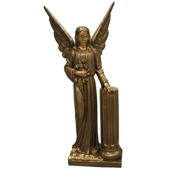 Impresionante escultura de Ángel con Columna de 107 cm. Elaborada en mármol sintético de alta resistencia con acabados clásicos. Ideal para templos o jardines. ¡Envío seguro!"