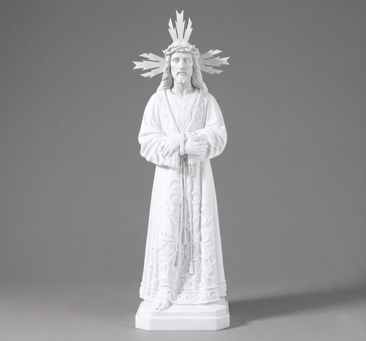 Fiel escultura del Cristo de Medinaceli (92 cm) en mármol sintético. Gran realismo en detalles y acabado resistente. Ideal para iglesias y devoción privada. ¡Compra aquí!