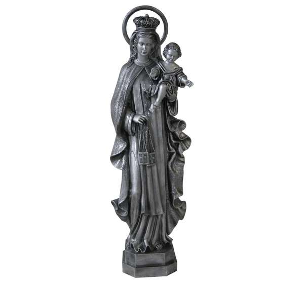 Imponente escultura de la Virgen del Carmen de 80 cm fabricada en marmolina de alta densidad. Una pieza de arte sacro con detalles excepcionales, ideal para parroquias, altares domésticos o exteriores protegidos. ¡Calidad artesanal y devoción duradera!