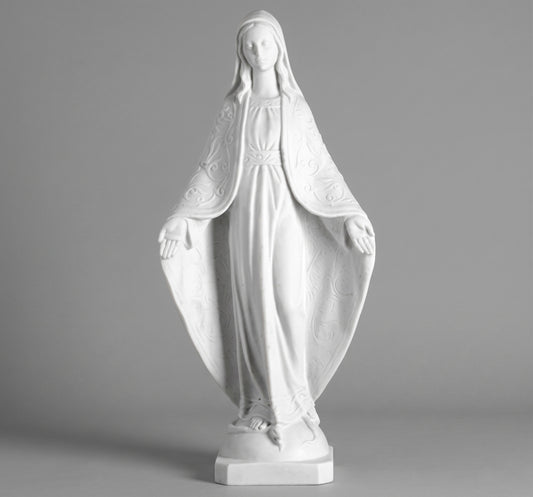 Elegante Escultura de la Virgen Inmaculada en marmolina (77 cm) - Modelo MR 7485. Acabado artesanal de alta resistencia para exterior e interior. ¡Consúltanos!