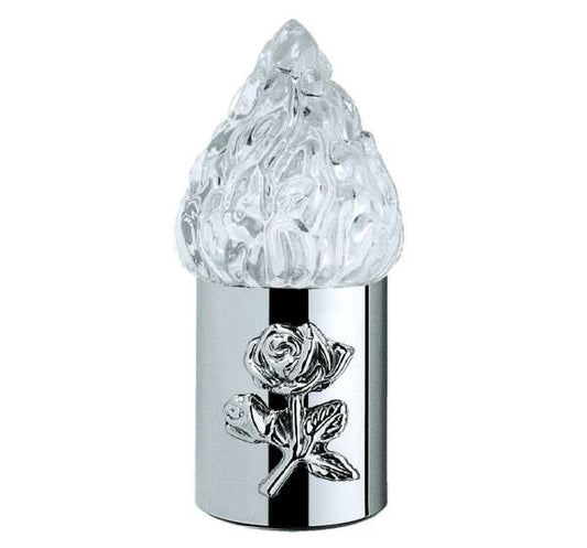 Farol funerario de acero inoxidable para columbarios con luz a pilas. Portavelas resistente para exterior, seguro y duradero. Envío a toda España.