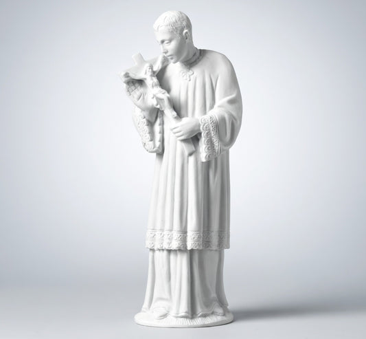 Imagen religiosa de San Luis en mármol sintético modelo MR 6070, diseñada para la decoración de lápidas, nichos y panteones con alta resistencia a la intemperie.