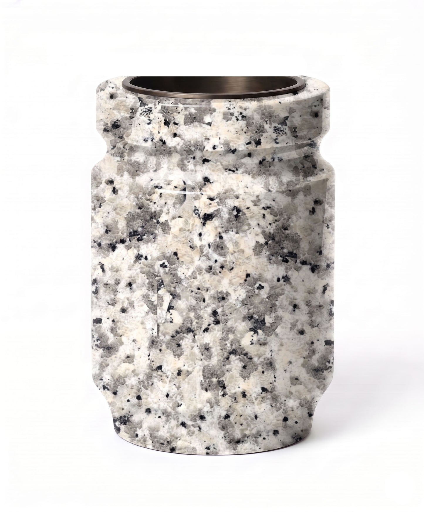 Jarrón 3/4 de granito con acabado clásico para nicho (18x12x10 cm). Mayor capacidad para flores con el fondo idóneo para lápidas. Envío rápido a toda España.