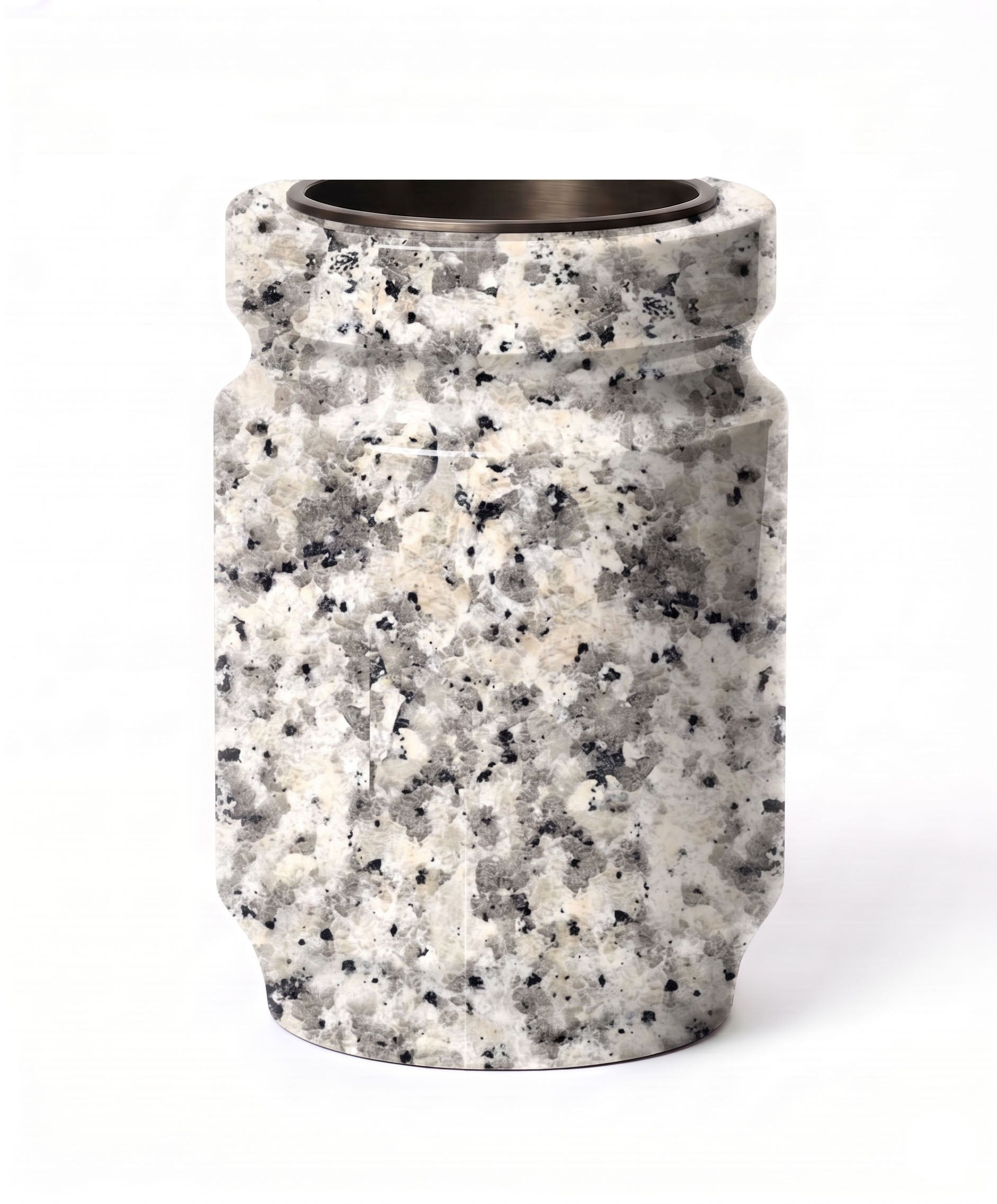Jarrón 3/4 de granito con acabado clásico para nicho (18x12x10 cm). Mayor capacidad para flores con el fondo idóneo para lápidas. Envío rápido a toda España.