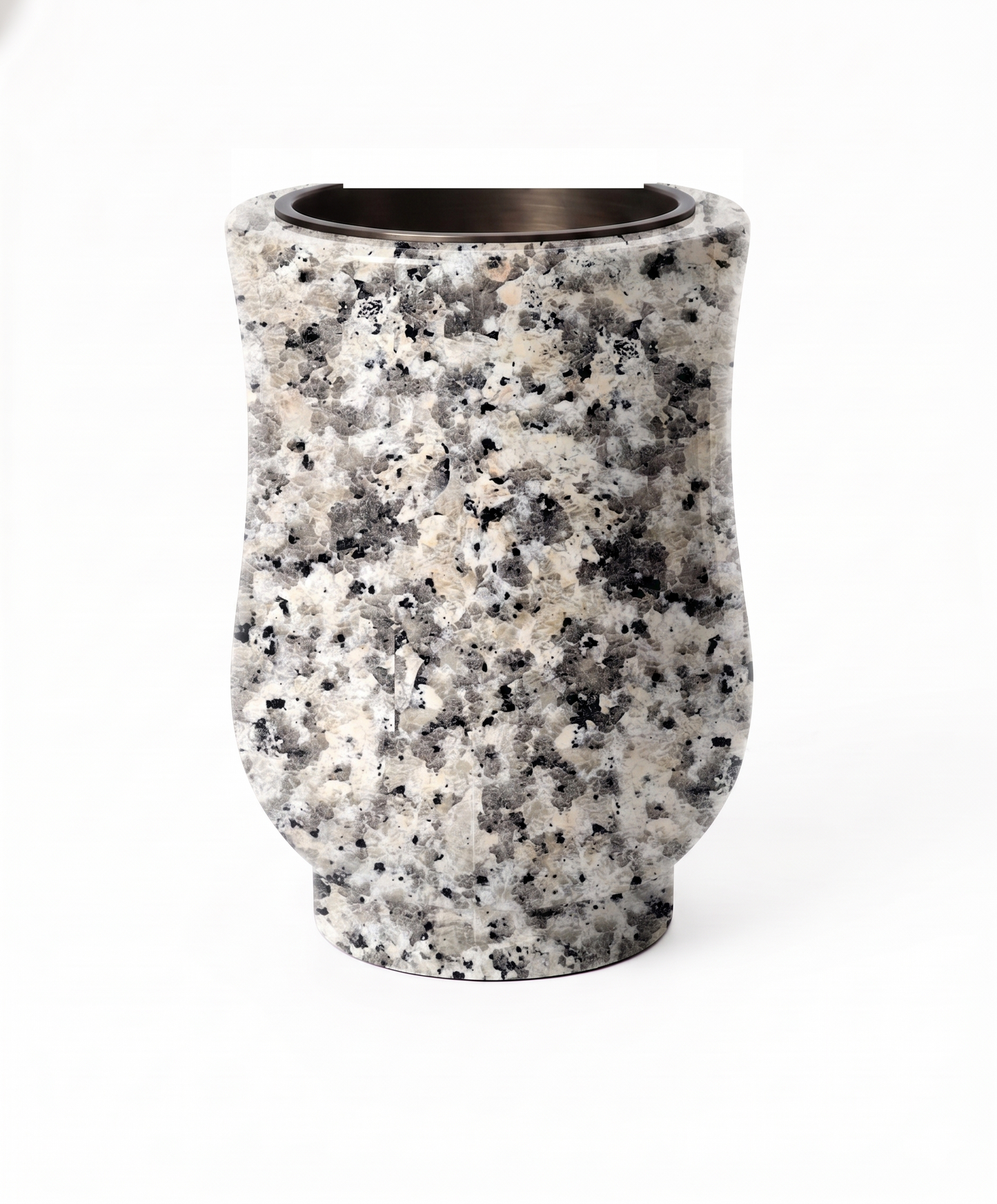 Jarrón 3/4 de granito con acabado copa para nicho (18x12x10 cm). Mayor capacidad para flores con el fondo idóneo para lápidas. Envío rápido a toda España.