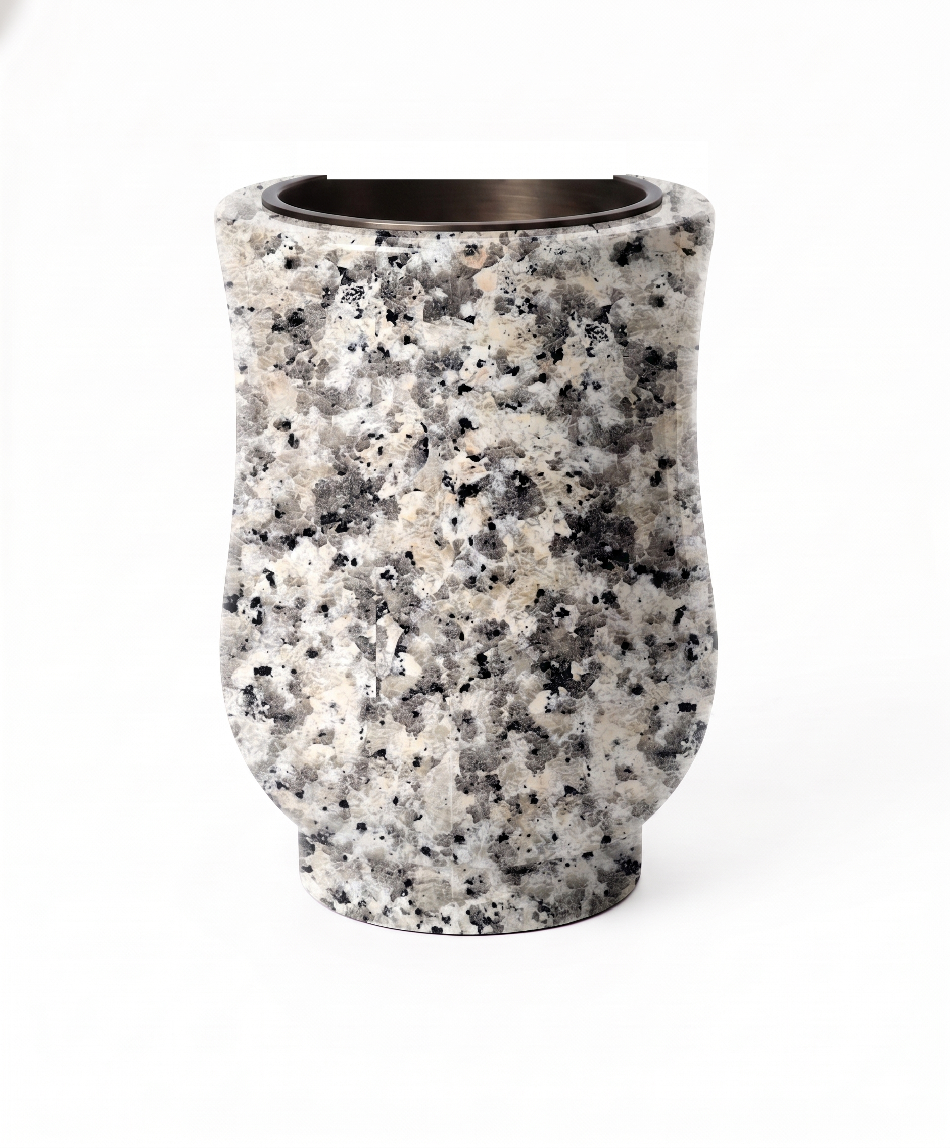 Jarrón 3/4 de granito con acabado copa para nicho (18x12x10 cm). Mayor capacidad para flores con el fondo idóneo para lápidas. Envío rápido a toda España.
