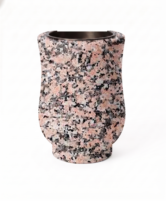 Jarrón 3/4 de granito con acabado copa para nicho (18x12x10 cm). Mayor capacidad para flores con el fondo idóneo para lápidas. Envío rápido a toda España.