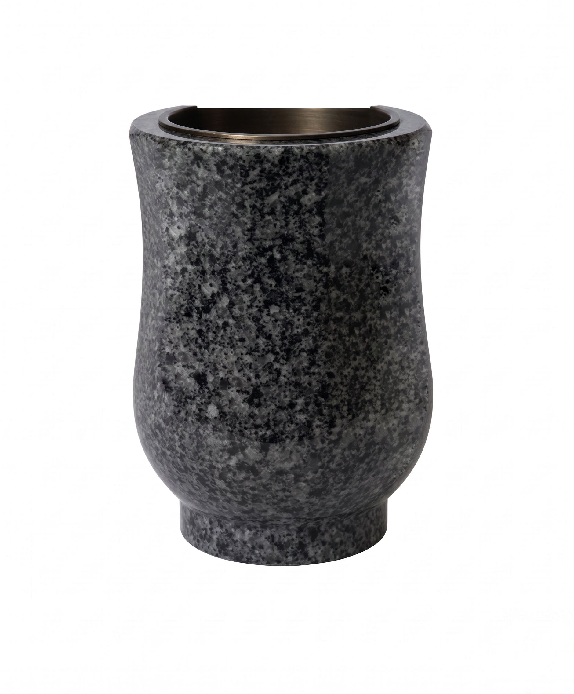 Jarrón 3/4 de granito con acabado copa para nicho (18x12x10 cm). Mayor capacidad para flores con el fondo idóneo para lápidas. Envío rápido a toda España.