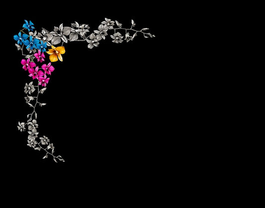 Lápida de nicho en granito premium con grabación láser e incrustación cerámica de orla de flores diseño personalizado referencia MP E36.