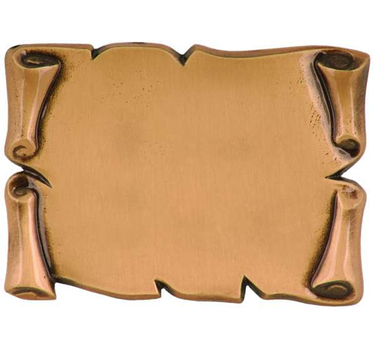 Pergamino de bronce BR 1380 para lápidas. Grabado personalizado, montaje horizontal y fijación a pared. Disponible con varios tipos de letra y entrega en 15 días.