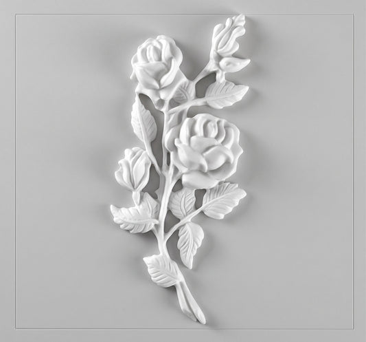 El ramillete de rosas en marmolina MR 6984 es una pieza ornamental detallada, diseñada específicamente para el embellecimiento de lápidas y nichos. Fabricada en mármol sintético de alta calidad, esta pieza combina la estética clásica del mármol con una durabilidad superior, siendo totalmente resistente a la intemperie, los rayos UV y los cambios de temperatura.