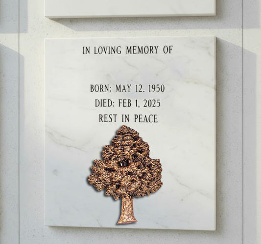 El Roble BR 1983 está elaborado en bronce de alta calidad y diseñado especialmente para la decoración de lápidas y monumentos funerarios.