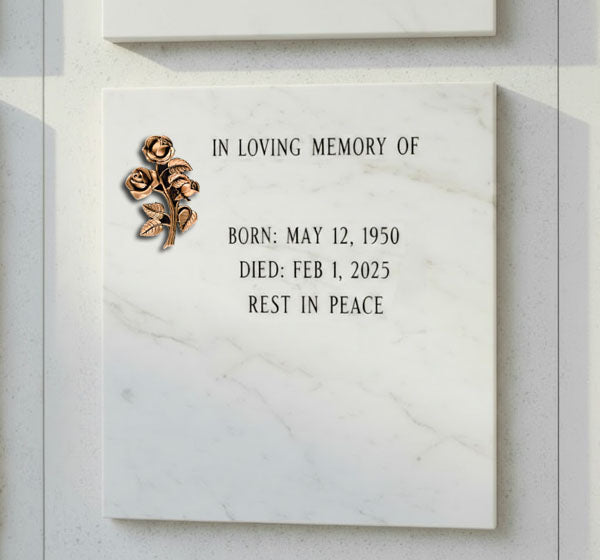 Ramillete de Rosas en Bronce de 13 cm. para Decoración de Lápidas y Columbarios