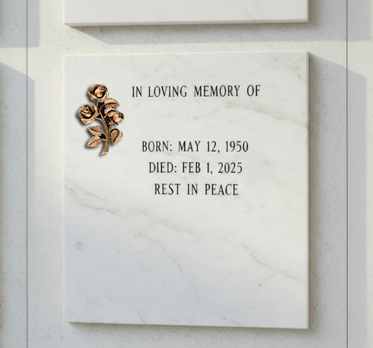 Ramillete de Rosas en Bronce de 13 cm. para Decoración de Lápidas y Columbarios