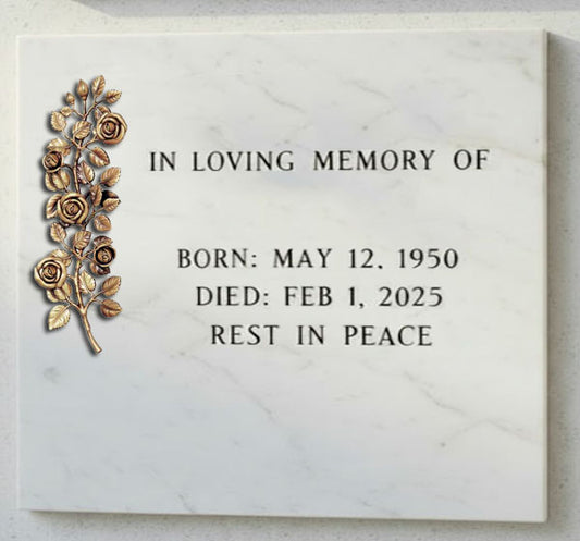 El Ramo de Rosas BR 1994 está elaborado en bronce de alta calidad, especialmente diseñado para la decoración de lápidas y monumentos funerarios.