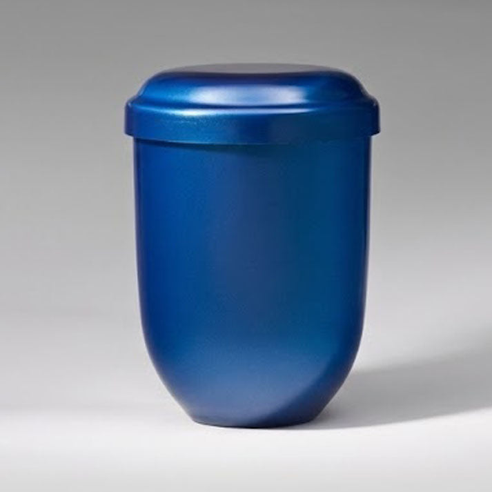 Urna ecológica UR 24820 de Heiso GmbH en PVC reciclado azul metalizado con doble cierre de seguridad, la opción más económica y sostenible.