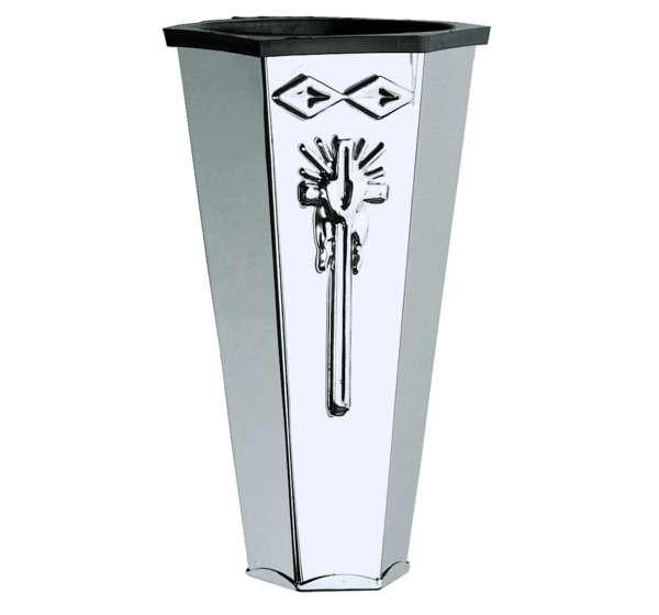 Jarrón Funerario de Acero Inox con Cruz 17 cm Lápidas