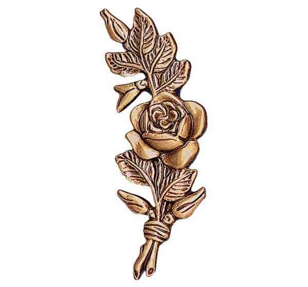 Ramillete con Rosa en Bronce de 6 y 12 cm para Decoración de Lápidas y Columbarios