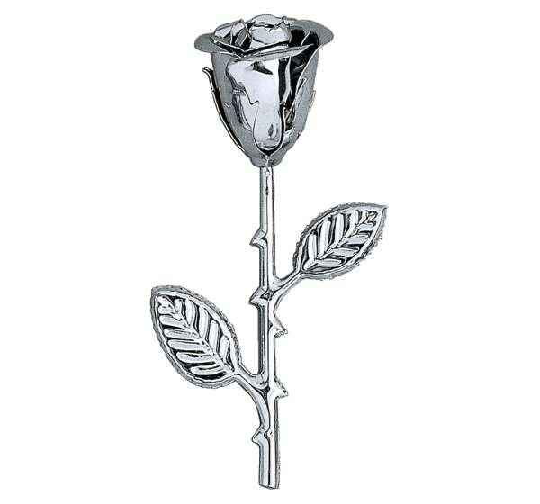 Rosa de Acero Inoxidable de 15 cm. para Decoración de Lápidas y Columbarios