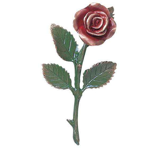 Rosa en Bronce Pintada a Mano de 16 cm.