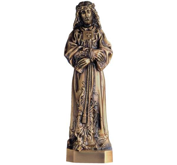 Imagen del Cristo de Medinaceli en bronce fundido de 32 cm (Ref. BR 5134). Instalación mediante taladro con pernos ocultos para máxima seguridad en lápidas.