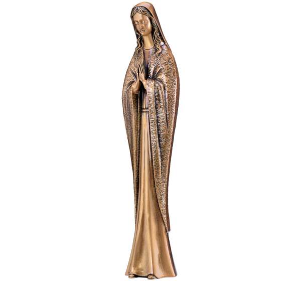 Imagen de la Virgen Niña en bronce de 65 cm. Escultura artística de alta calidad para decoración de panteones, mausoleos y tumbas. Gran resistencia exterior y detalle refinado.