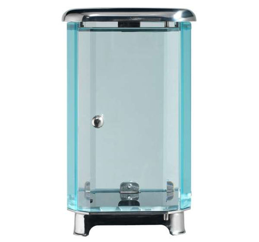 Farol funerario de acero inoxidable con cristal templado para velas grandes. Altura 21 cm, resistente para exterior y ideal para lápidas y panteones. Envío a toda España.