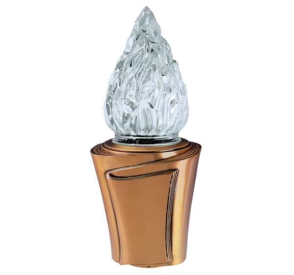 Farol funerario de bronce para columbarios con luz a pilas. Portavelas resistente y duradero para exterior, diseño clásico y envío a toda España.