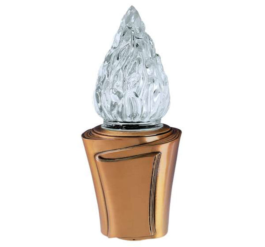 Farol funerario de bronce para columbarios con luz a pilas. Portavelas resistente y duradero para exterior, diseño clásico y envío a toda España.