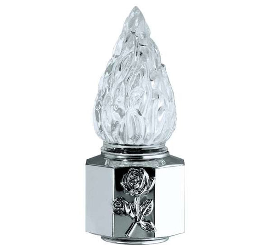 Farol funerario de acero inoxidable para lápidas con luz a pilas. Portavelas resistente para exterior, seguro y duradero. Envío a toda España.