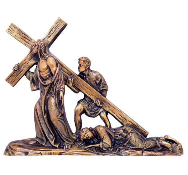 Imagen de El Paso de Jesús en bronce fundido de 43 cm (Ref. BR 4130). Fabricación bajo pedido. Instalación mediante taladro con pernos ocultos para lápidas.