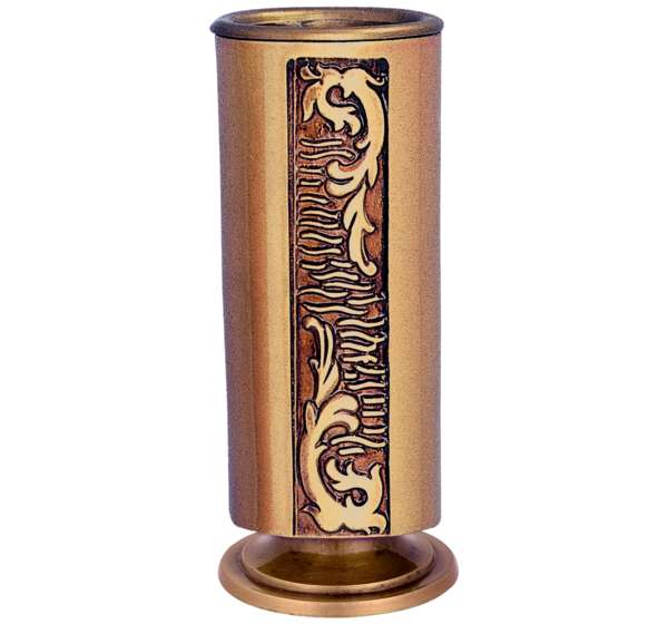 Jarrón Grabado de Bronce Funerario 11 cm Nicho y Columbario