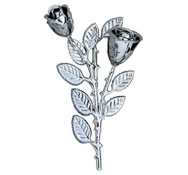 Ramo de Rosas en Acero Inoxidable de 22 cm. para Decoración de Lápidas