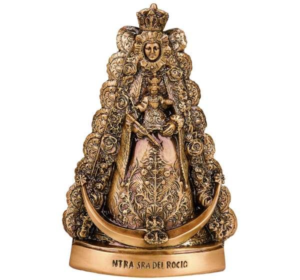 Impresionante relieve monumental de la Virgen del Rocío en bronce (46 cm). La pieza central perfecta para dar máxima distinción, fe y elegancia a lápidas y panteones.